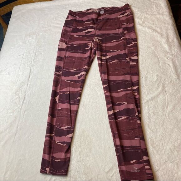 L.L. Bean Pink Tone Camo Boundless Performance Pocket Tights Size Large - Picture 1 of 10